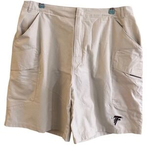 NFL Reebok Atlanta Falcons Khaki Shorts On Field Elastic Waist Snap Size XL